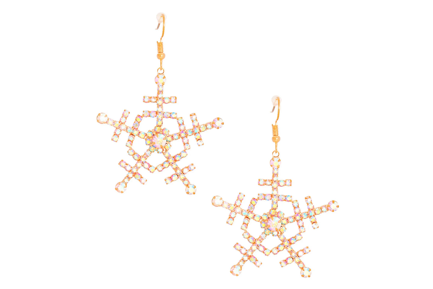 Dangle Gold Medium Snowflake Earrings for Women