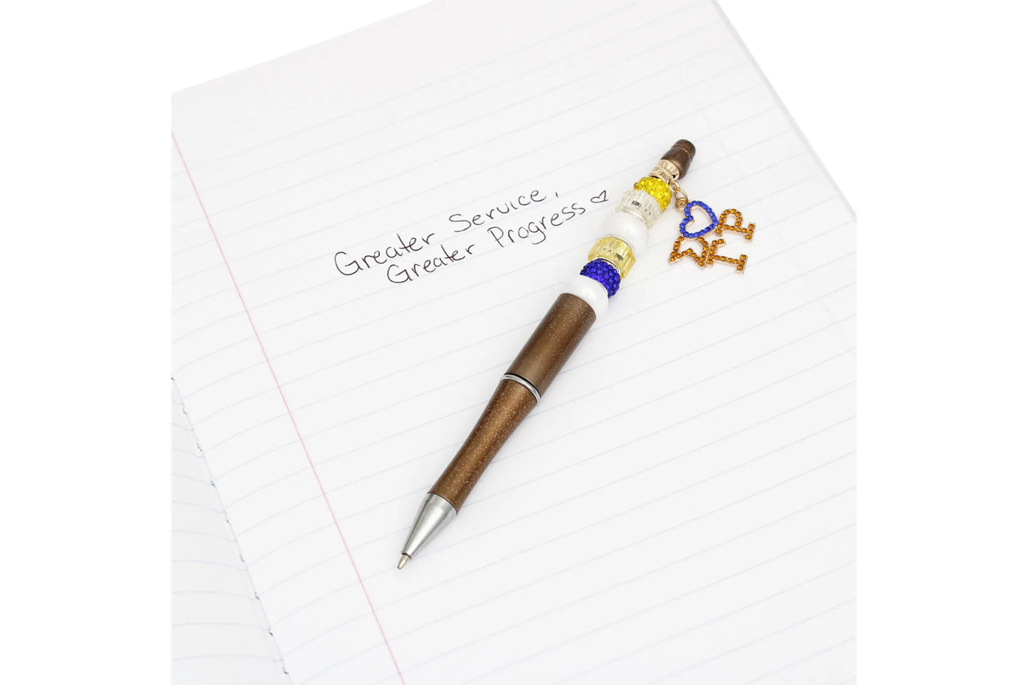 SGRHO Sorority Bling Bead and Charm Gold Pen