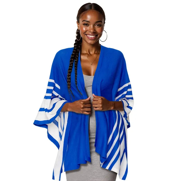 ZPB Sorority Ruana Blue and White Stripe for Women