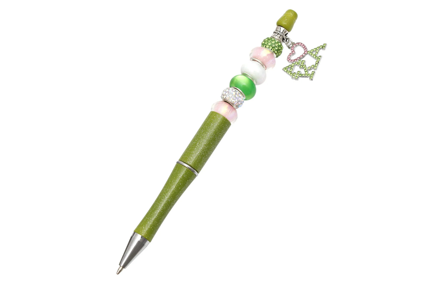 AKA Sorority Bling Bead and Charm Green Pen