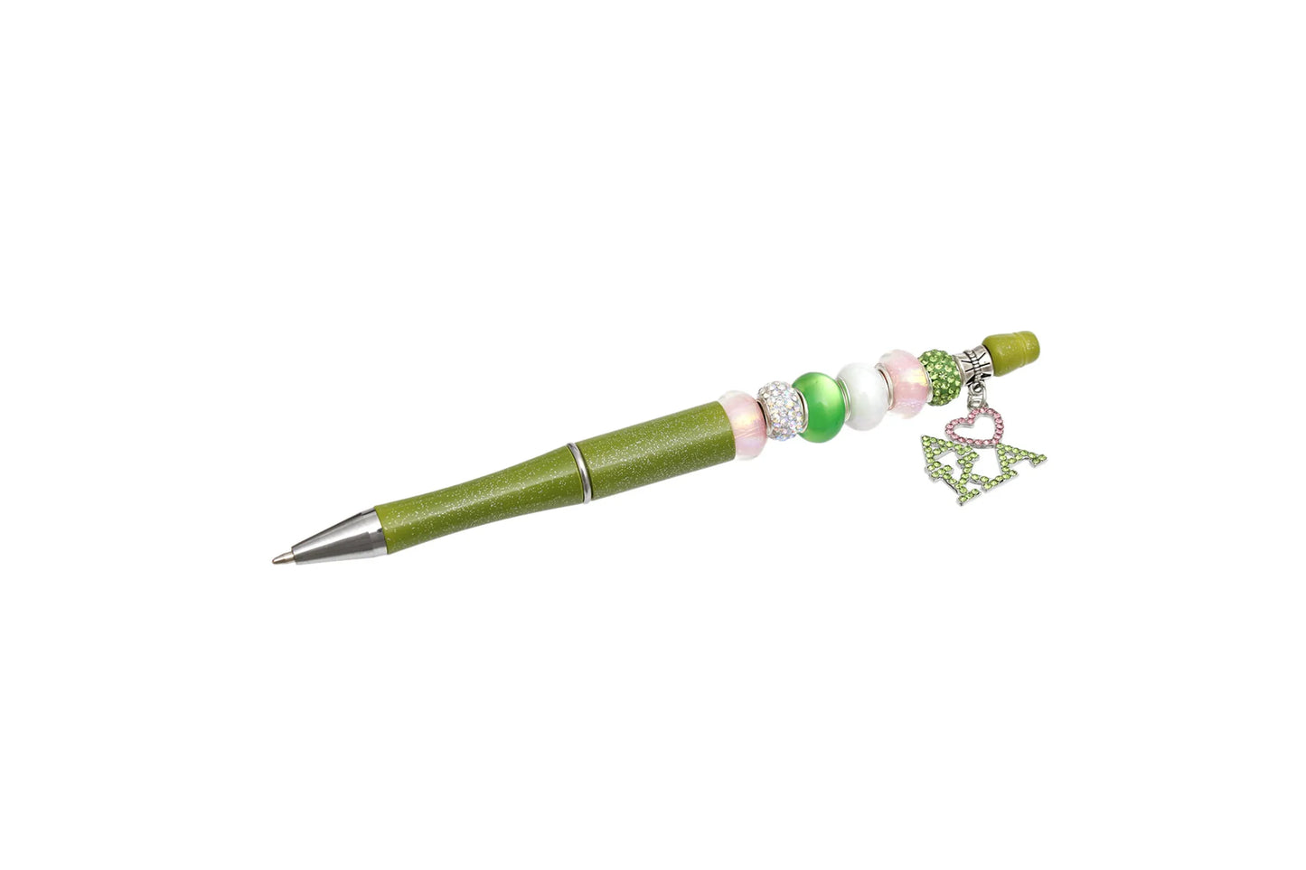 AKA Sorority Bling Bead and Charm Green Pen