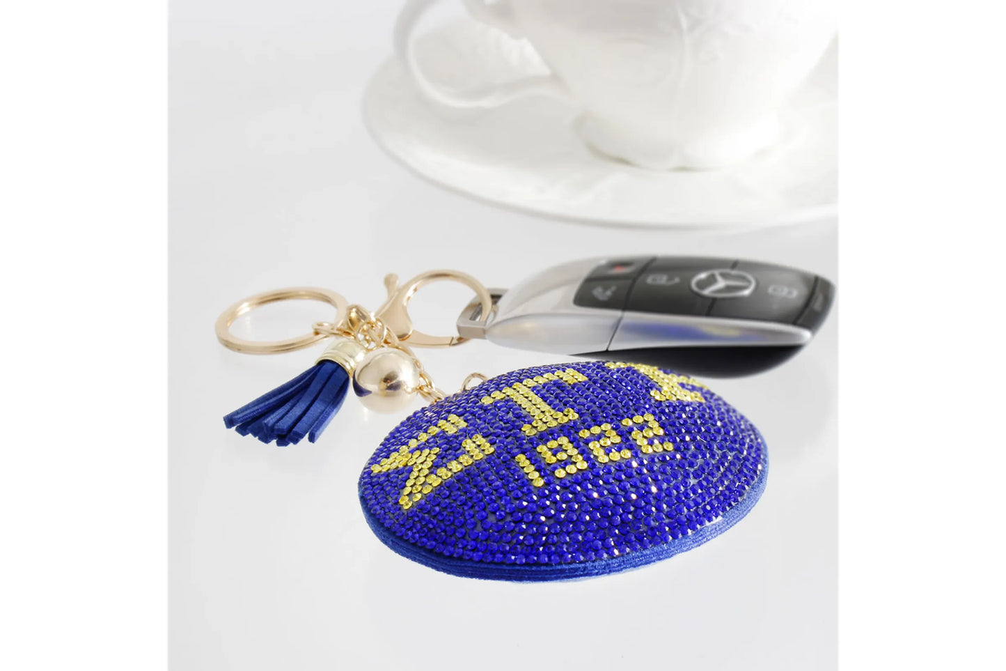 Blue Gold Padded Sorority Keychain