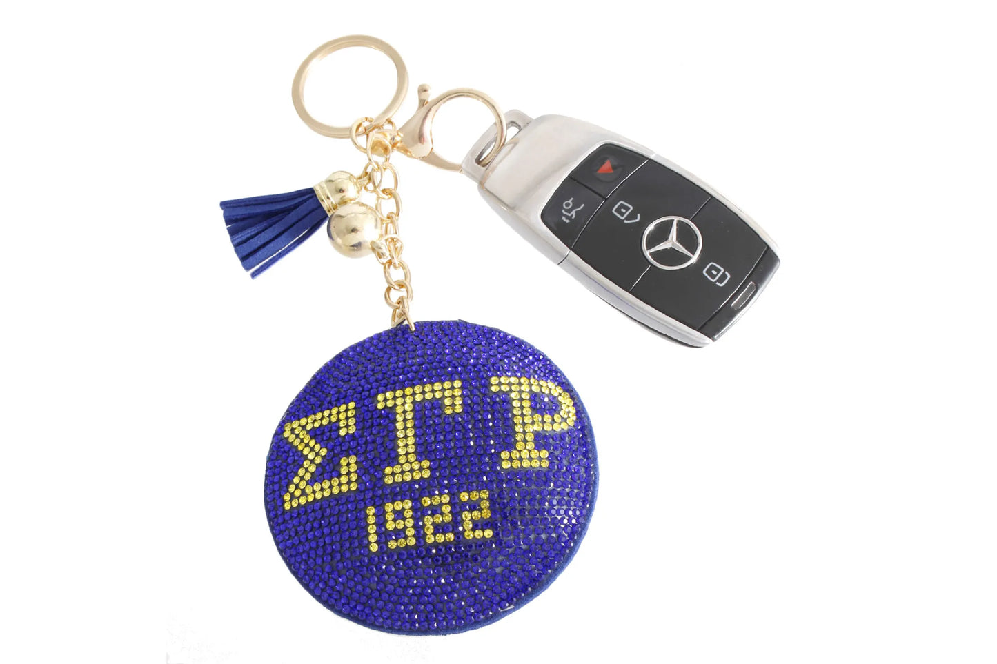 Blue Gold Padded Sorority Keychain