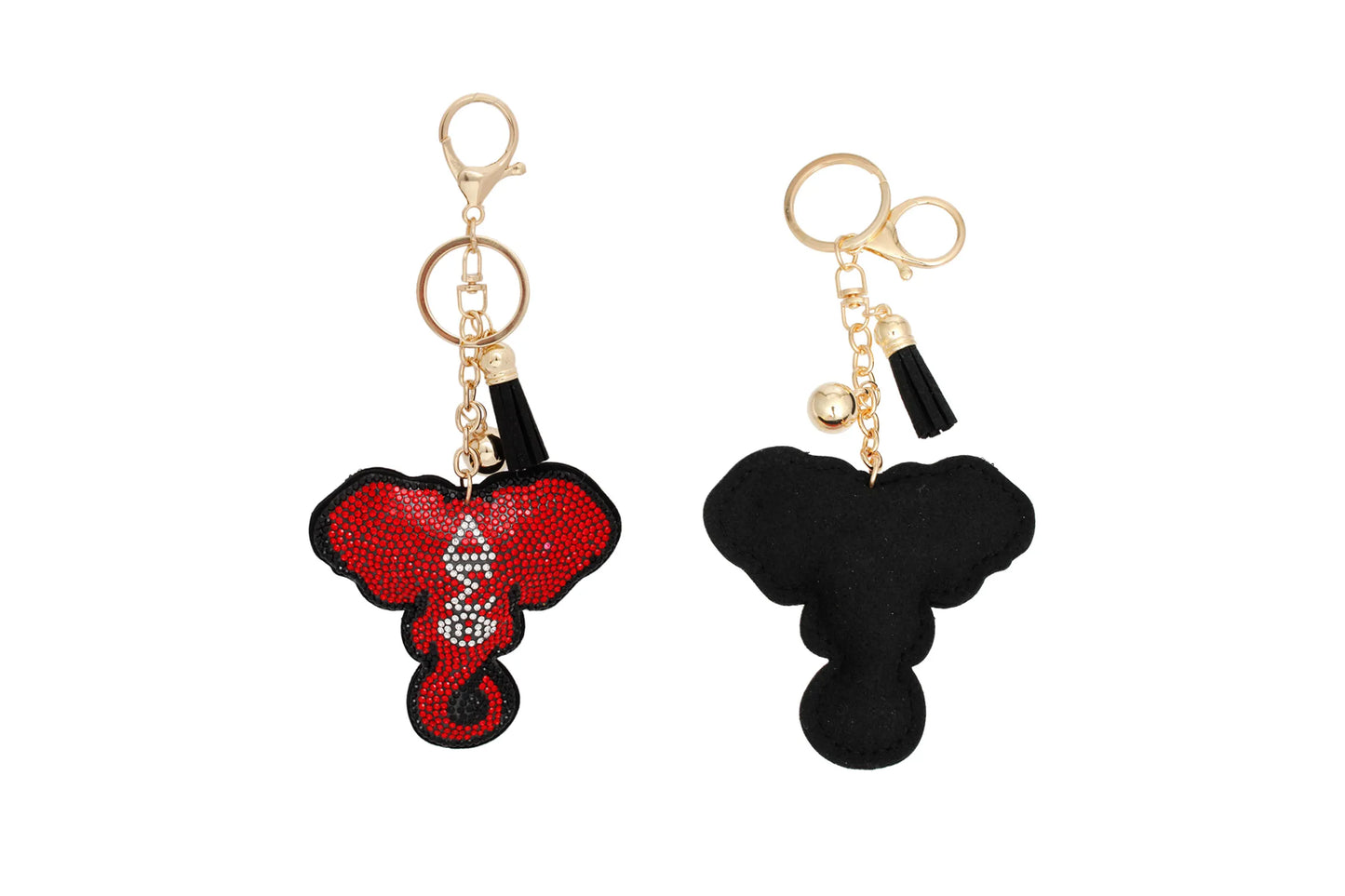 DST Sorority Elephant Head Red Padded Keychain