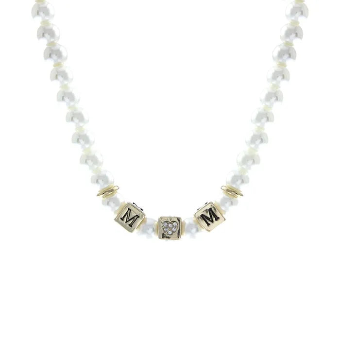 Cream Pearl Gold MOM Necklace