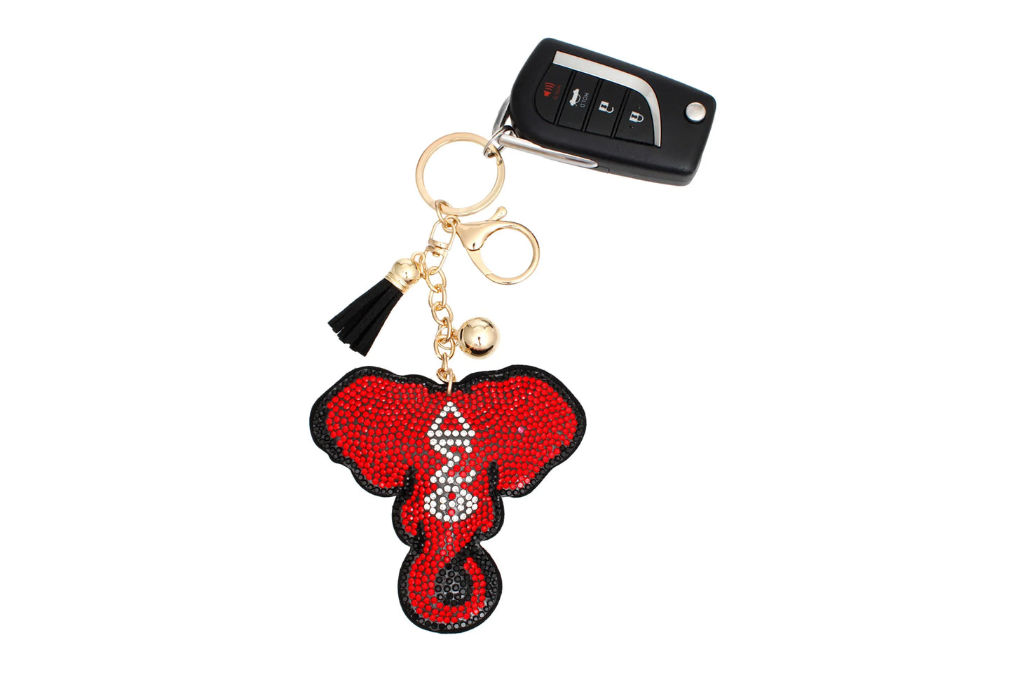 DST Sorority Elephant Head Red Padded Keychain