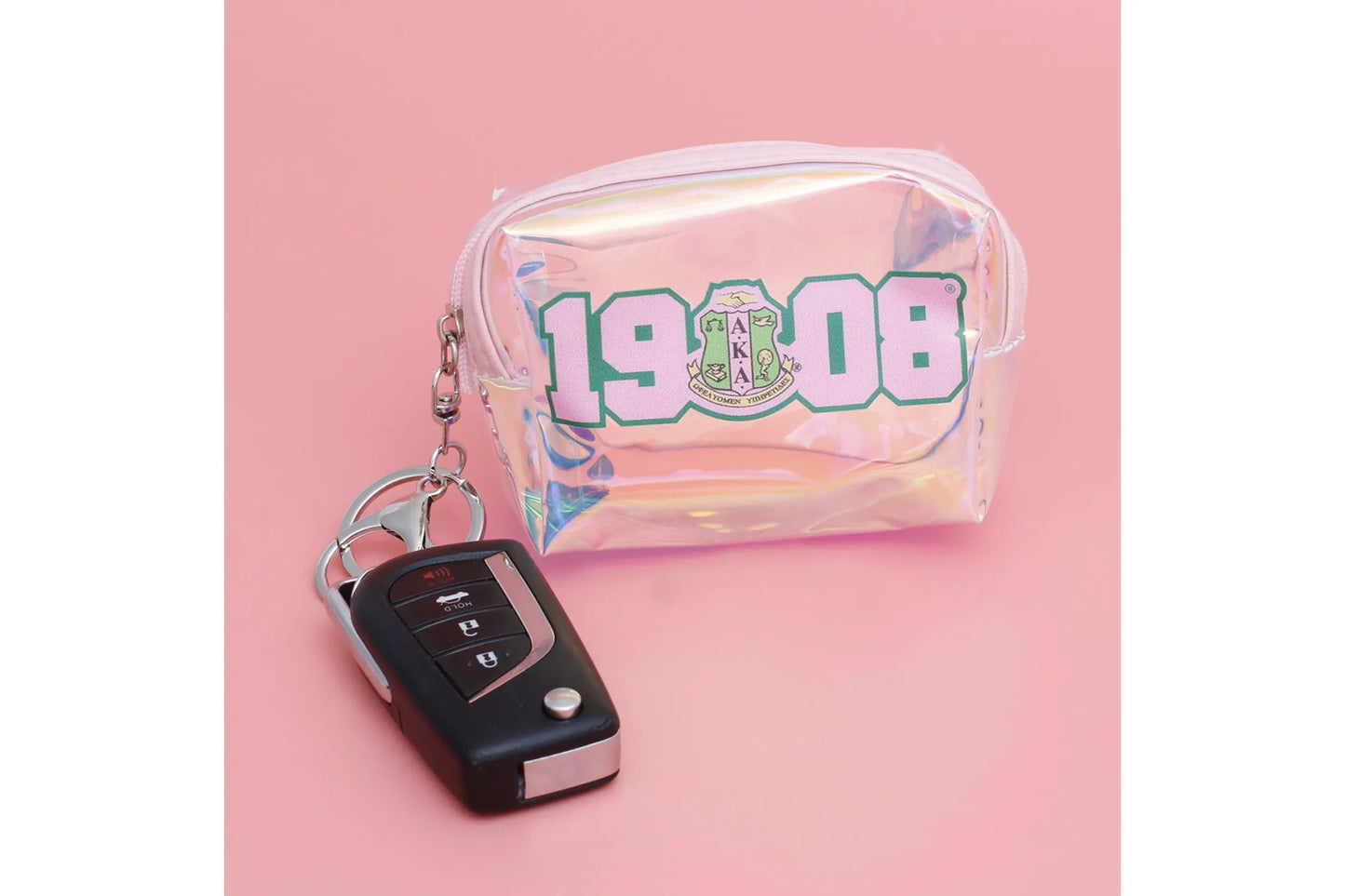 AKA Sorority Iridescent Zipper Pouch Keychain Clip