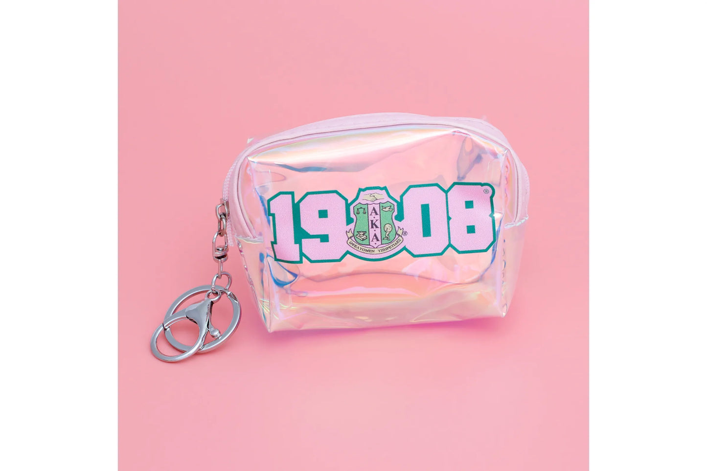 AKA Sorority Iridescent Zipper Pouch Keychain Clip