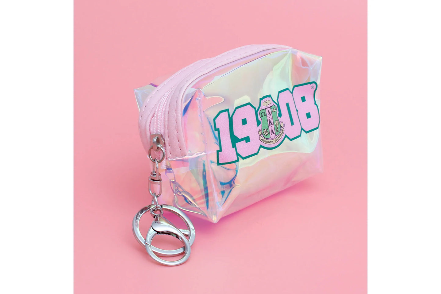 AKA Sorority Iridescent Zipper Pouch Keychain Clip