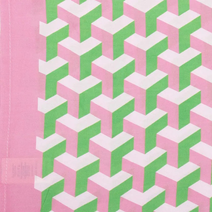 Summer Kimono Pink Green Block Print Women
