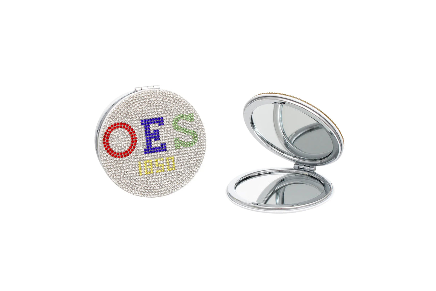 OES Sorority White Bling Mirror Compact