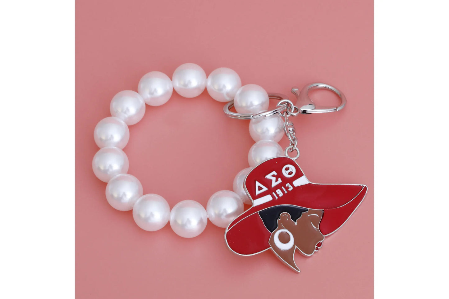 DST Sorority Red & White Epoxy Keychain|7.25 x 2.75 inches