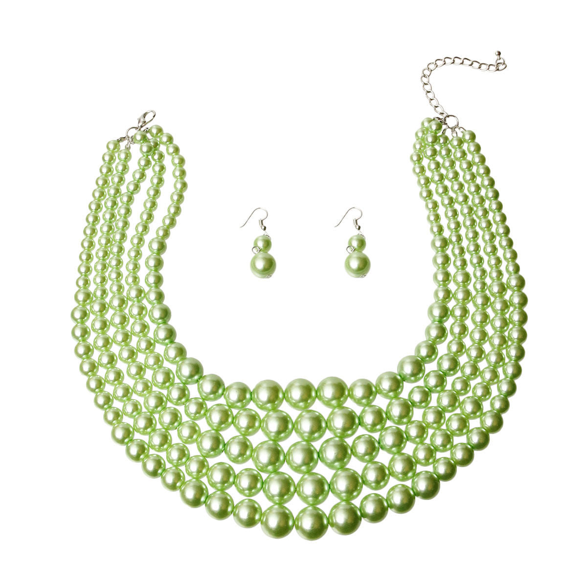Multi Strand Lime Pearl Necklace Set
