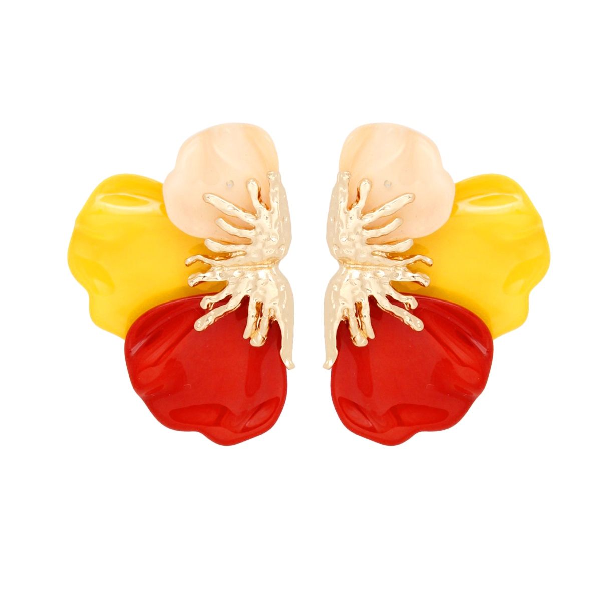Studs Sunset Bloom Triple Petal Earrings Women