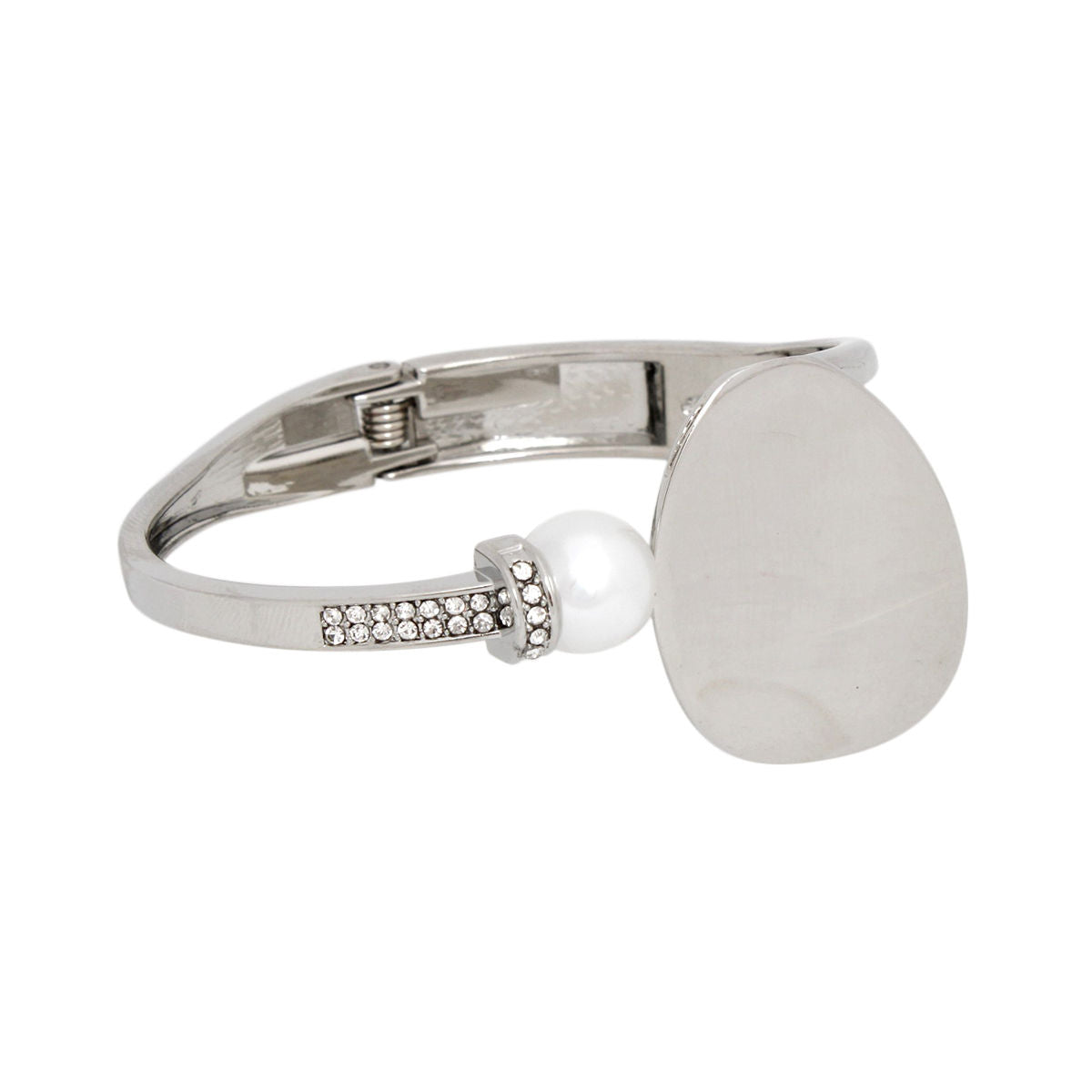 Cuff Silver and Pearl Refined Rebel Hinge Bracelet