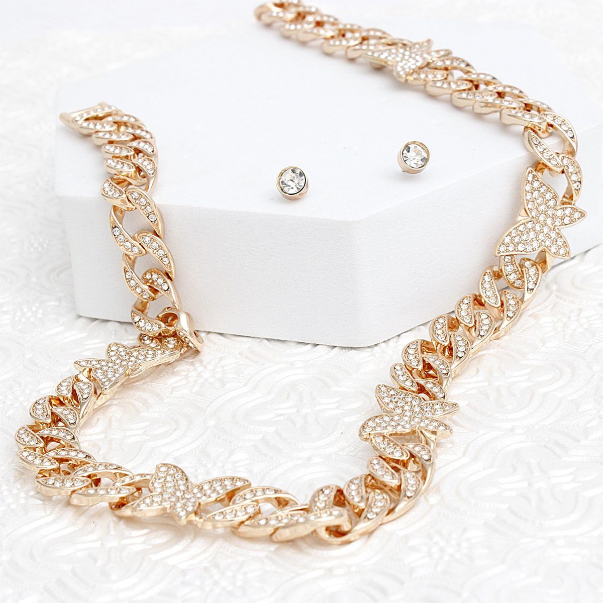 Chain Feminine Flair Iced Gold Butterfly Necklace