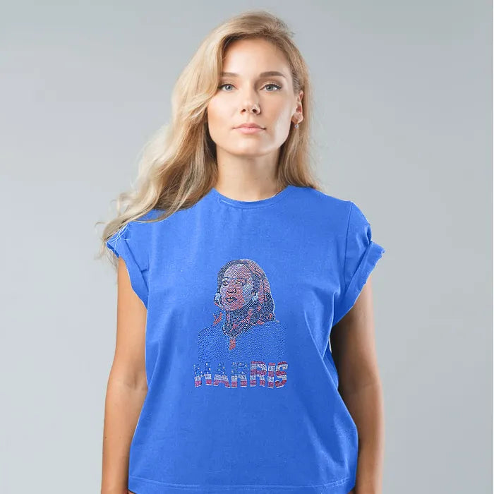 Shirt S Blue HARRIS Face Bling Tee for Women