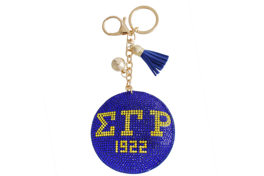 Blue Gold Padded Sorority Keychain