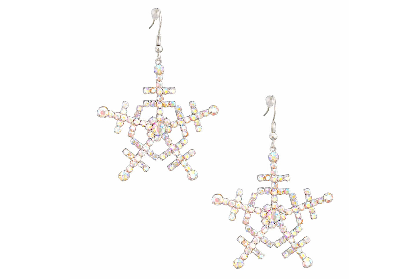 Dangle Silver Medium Snowflake Earrings for Women