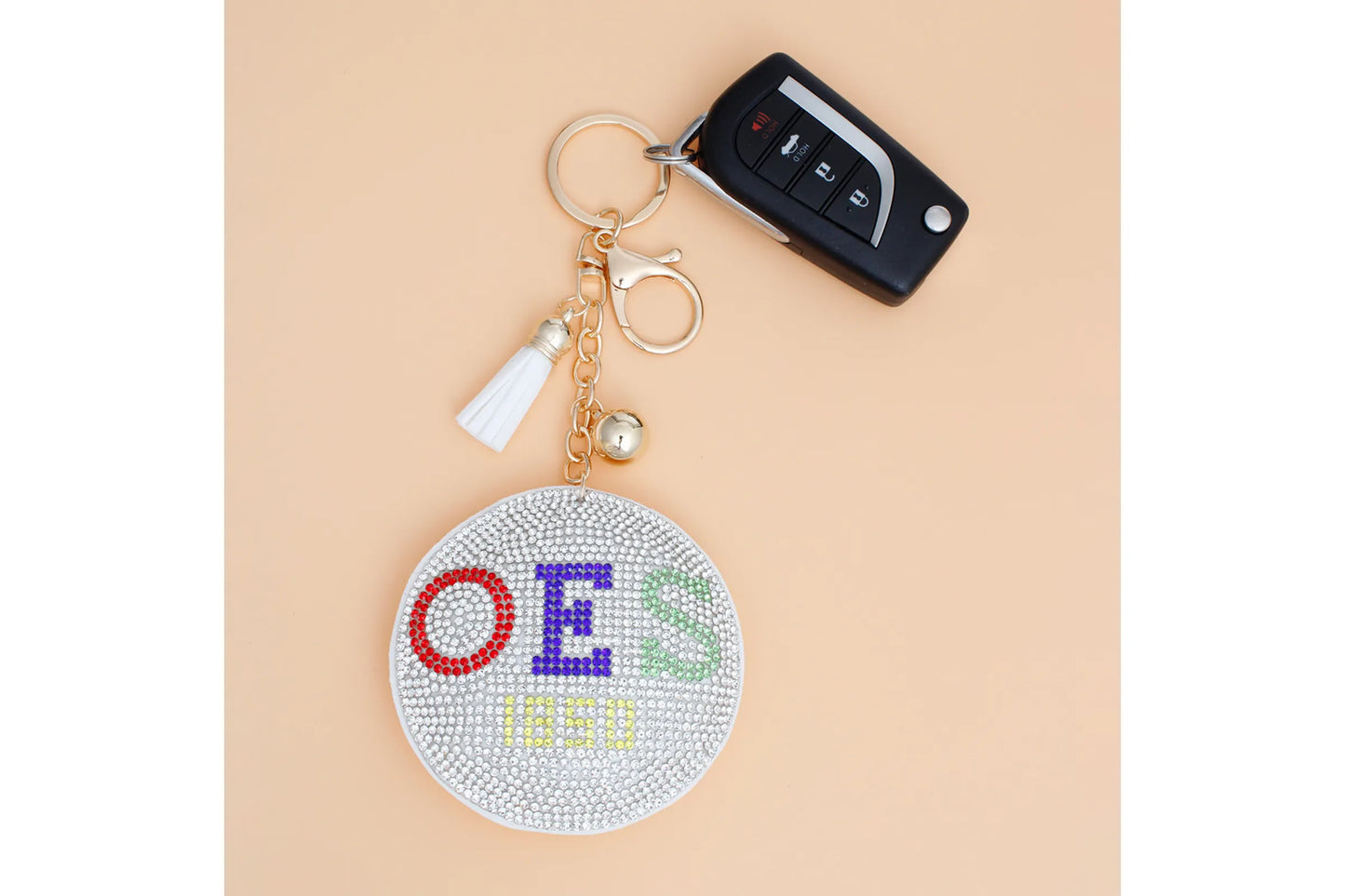 OES Sorority White Padded Sorority Keychain