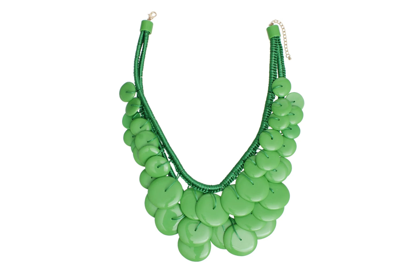 Bib Green Dramatic Long Cord Disc Necklace Women
