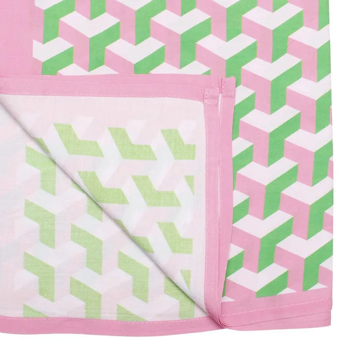 Summer Kimono Pink Green Block Print Women