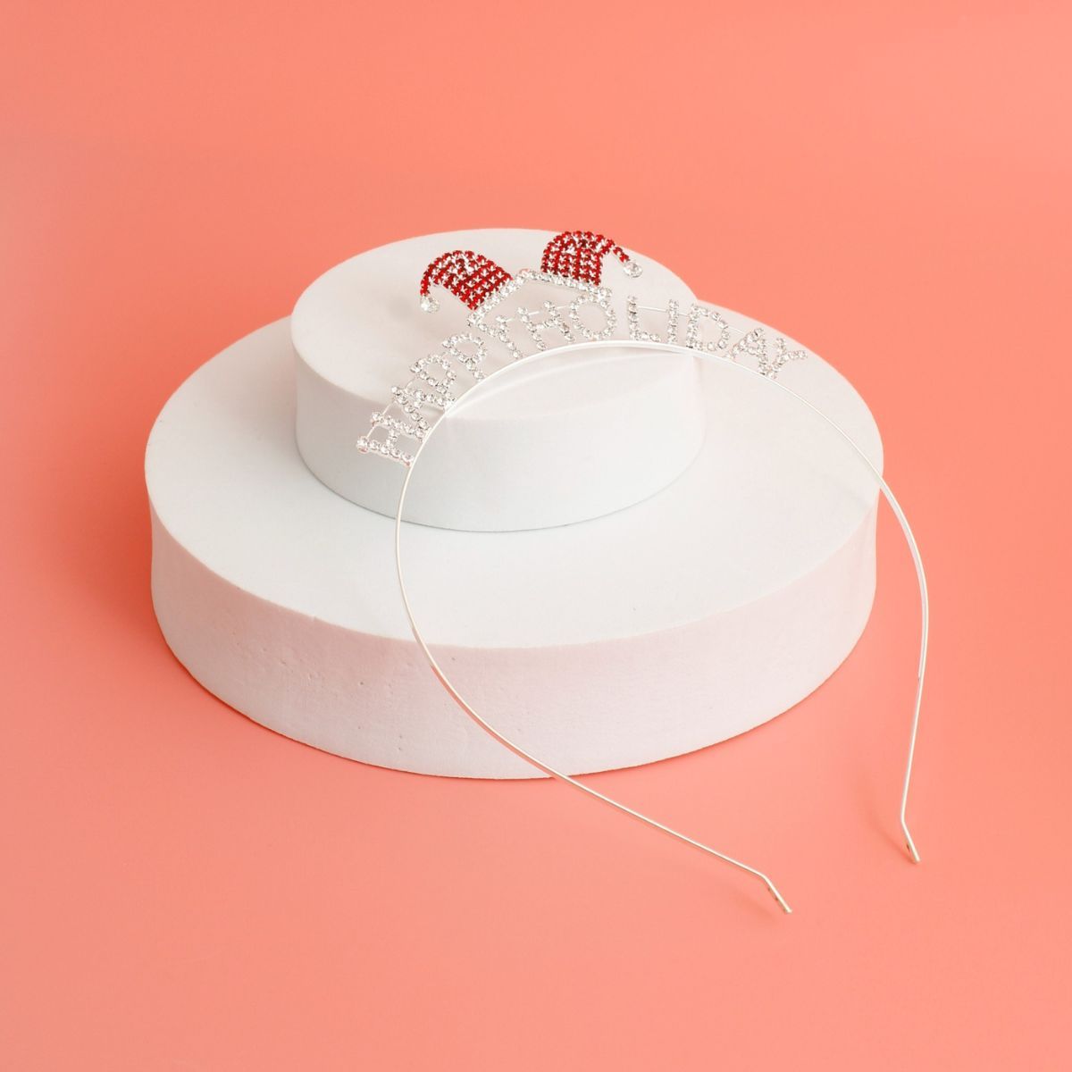 Holiday Red Rhinestone Silver Hair Band