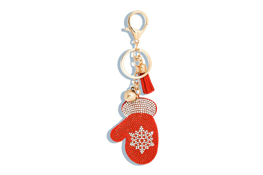 Keychain Red Winter Mitten Bag Clip for Women