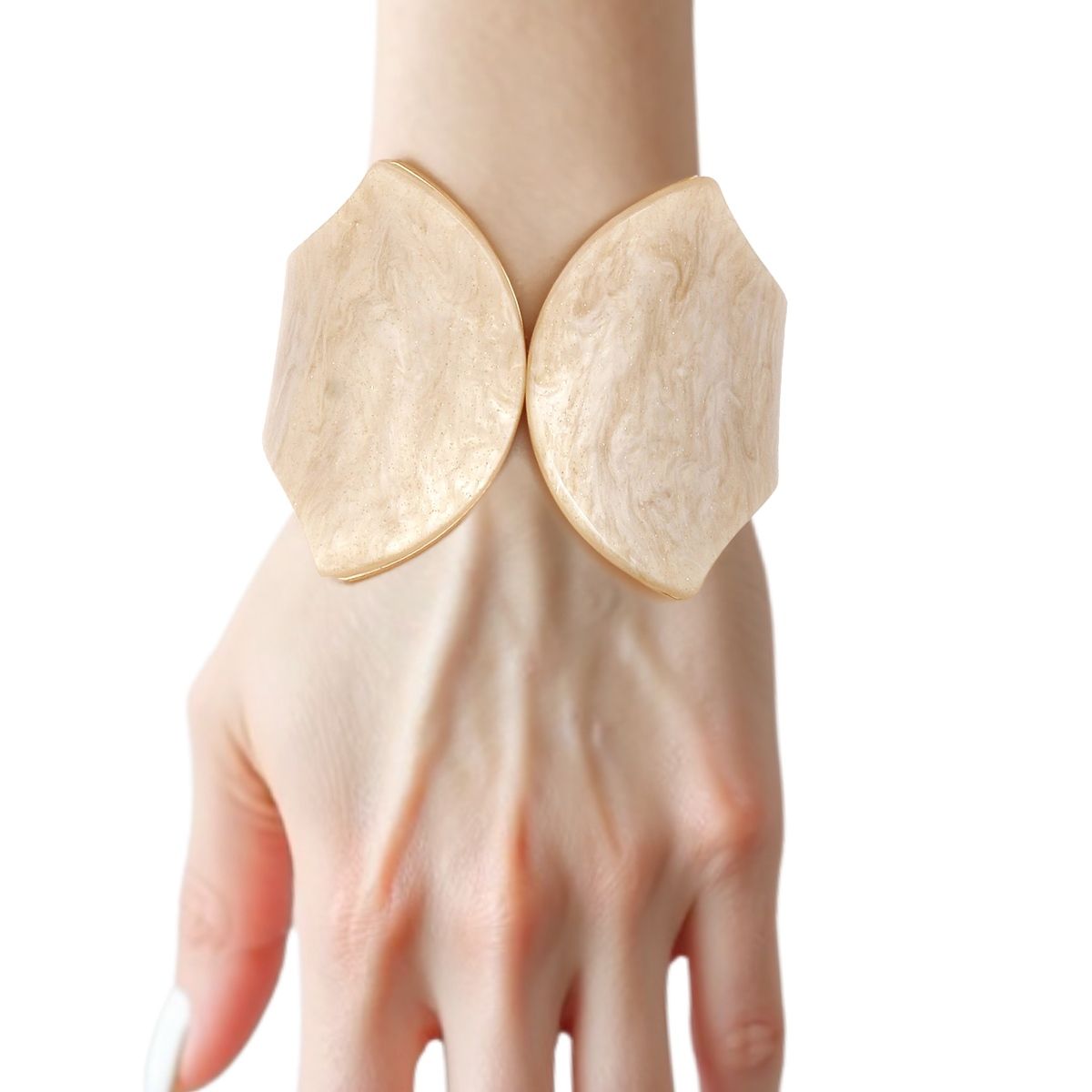 Cuff Ivory Marbled Pointed Hinge Bracelet Women