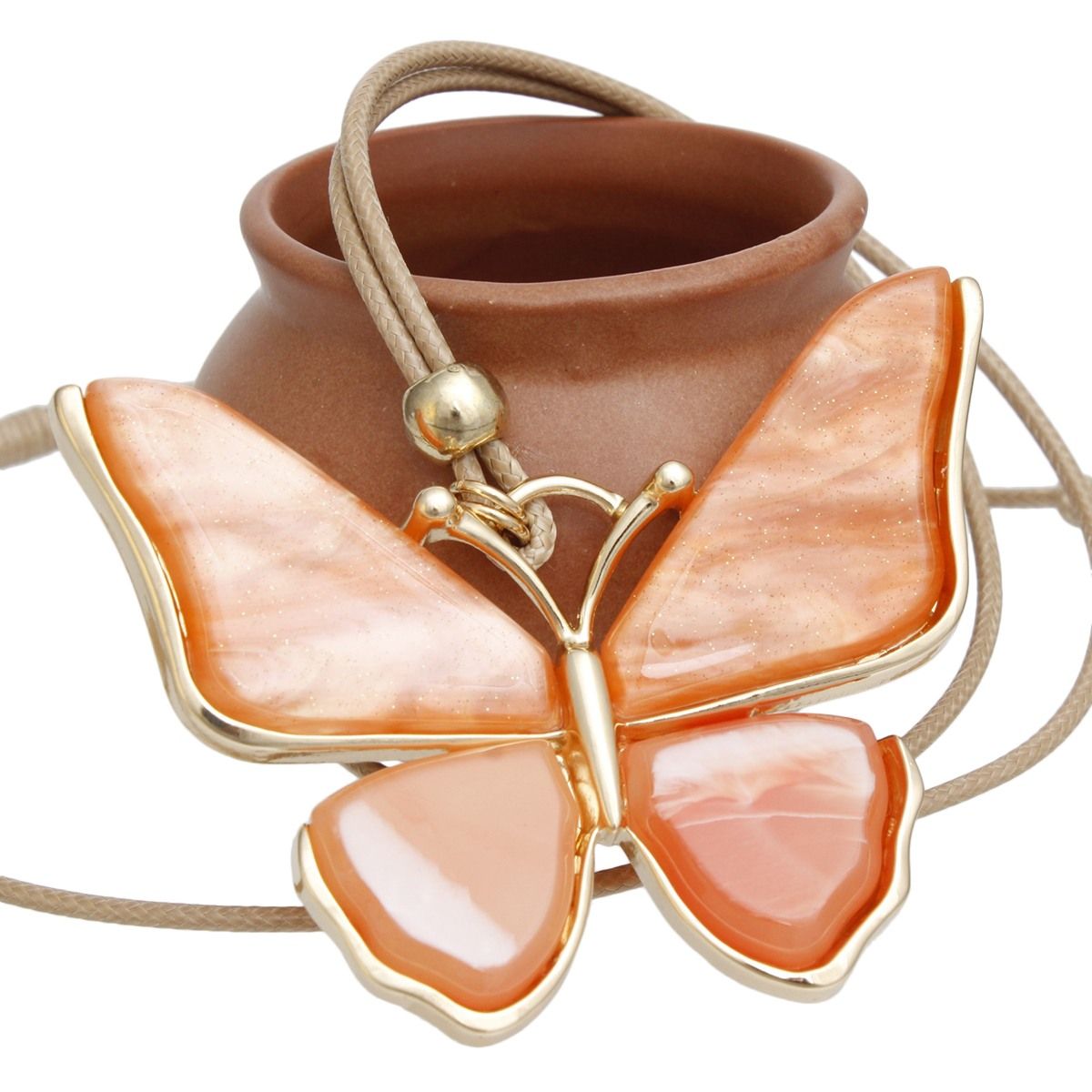 Pendant Orange Butterfly Adjustable Cord Necklace