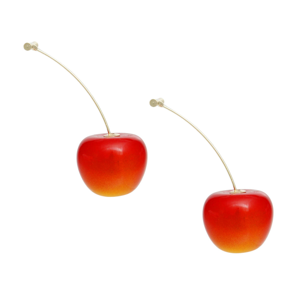 Cherry Drop Orange Red Gold Stem Earrings Women