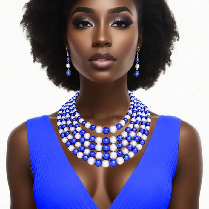 Blue and White Pearl Necklace