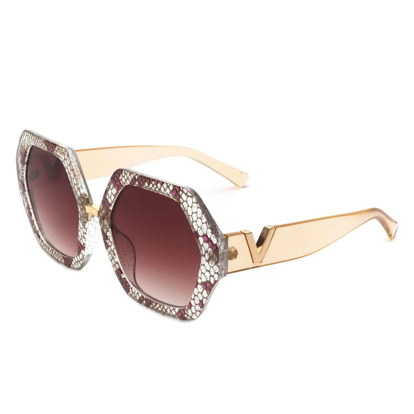 Sunglasses Snake Geometric Hexagon Oversized Women