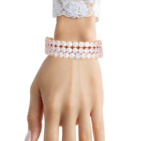 Memory Wire Gold Rhinestone Wrap Bracelet Women