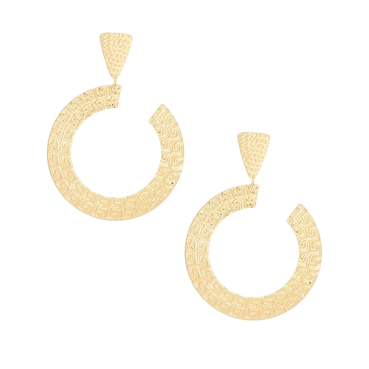 Drop Gold Metal Greek Key C Shaped Earrings Women