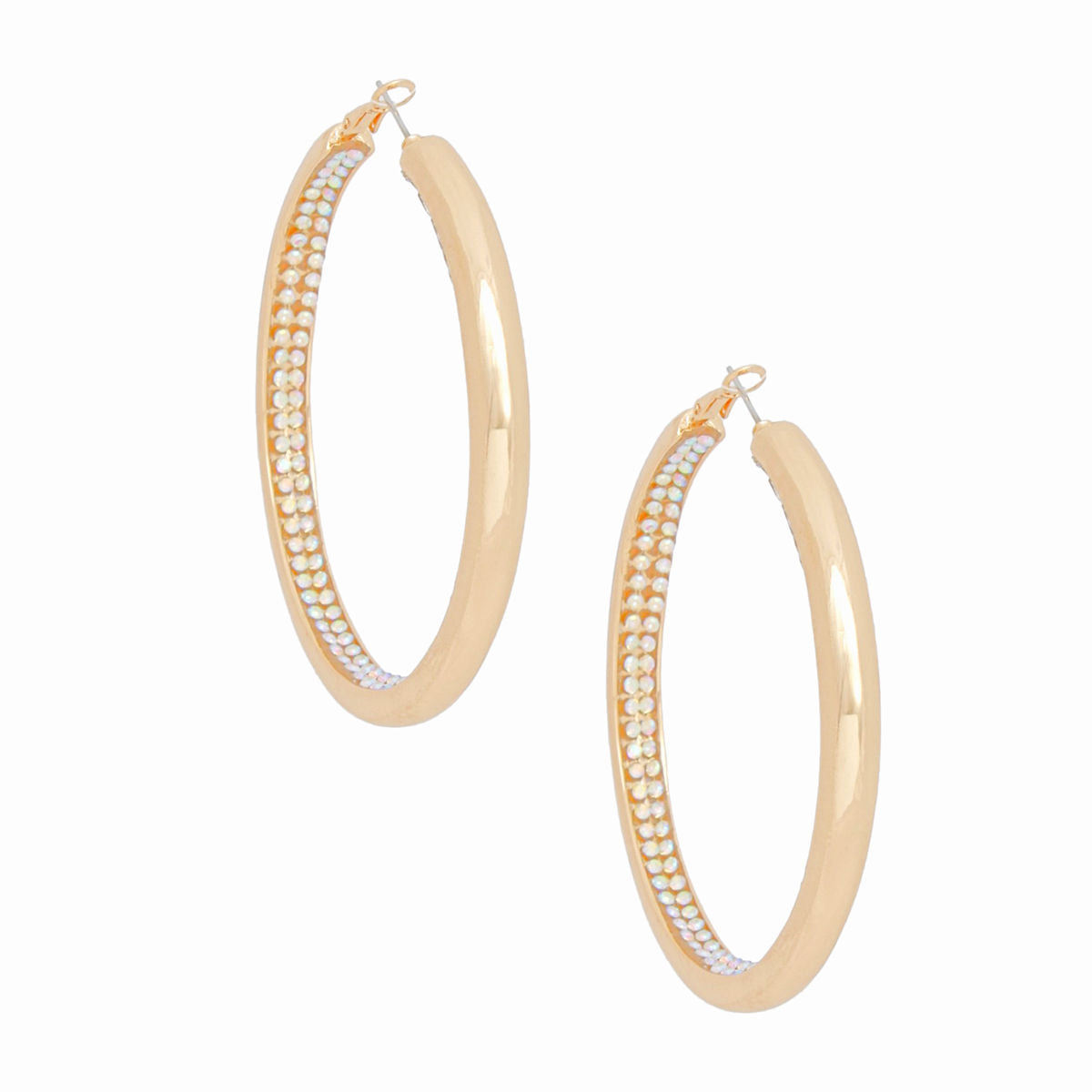 Hoops Gold Aurbo Rhinestone Inlay Earrings Women