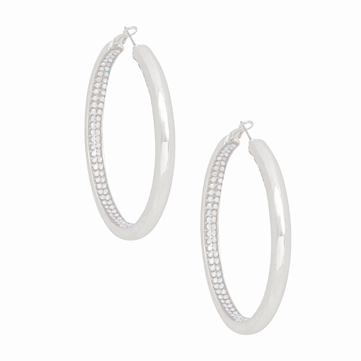 Hoops Silver Aurbo Rhinestone Inlay Earrings Women
