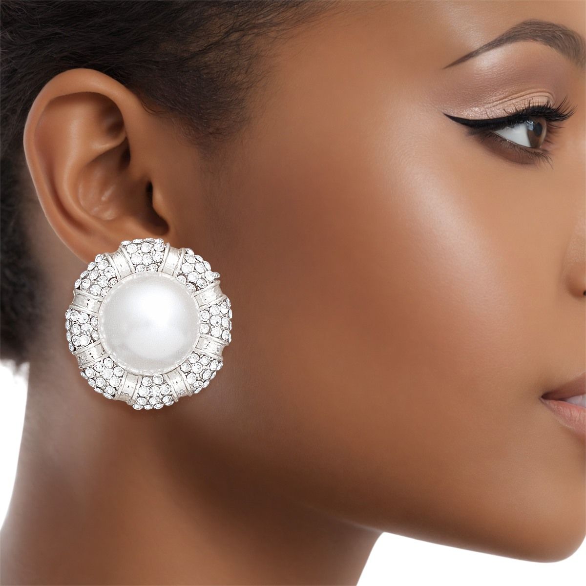 Clip On Vintage Silver Metal and Moonlight Earring