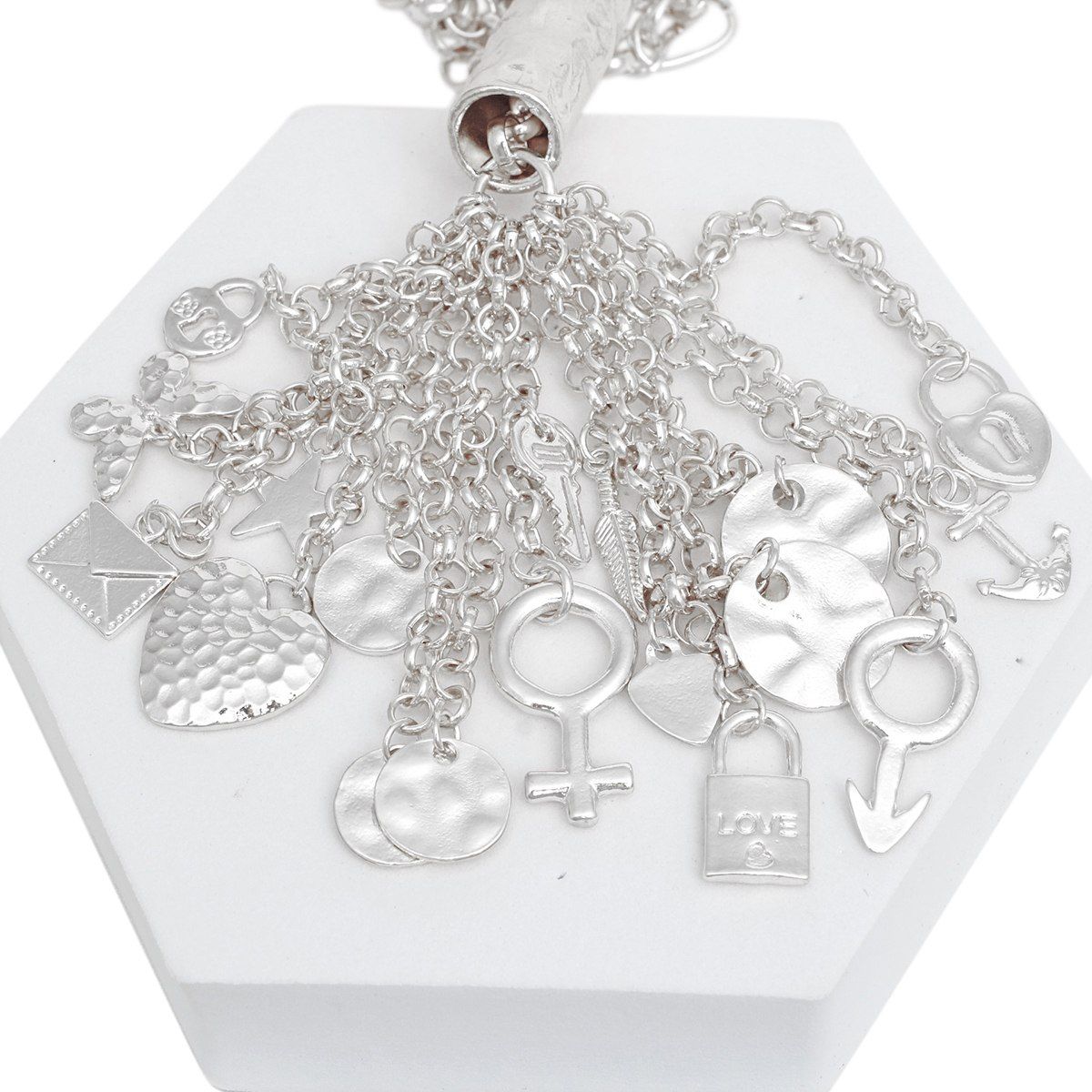 Pendant Silver Chain Charm Tassel Necklace Women