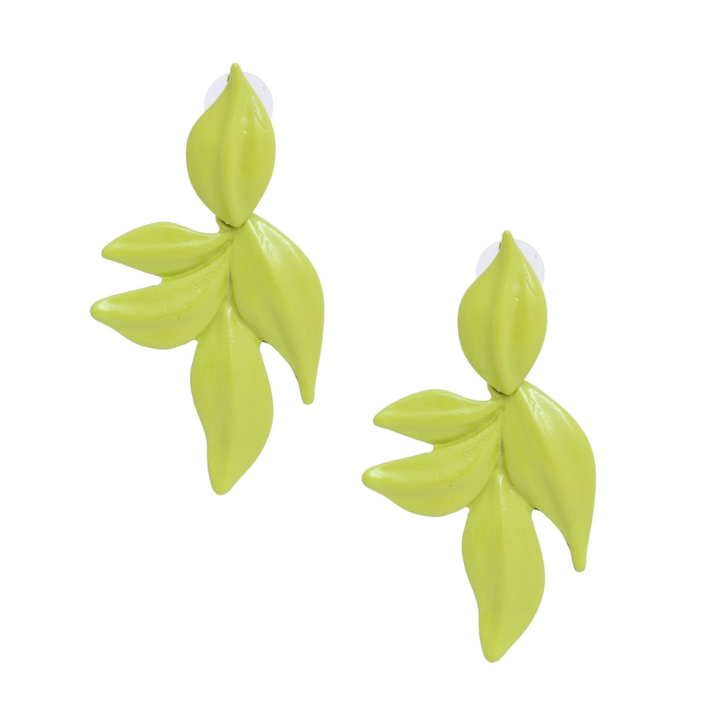 Dangle Vibrant Lime Green Tropical Leaf Earrings