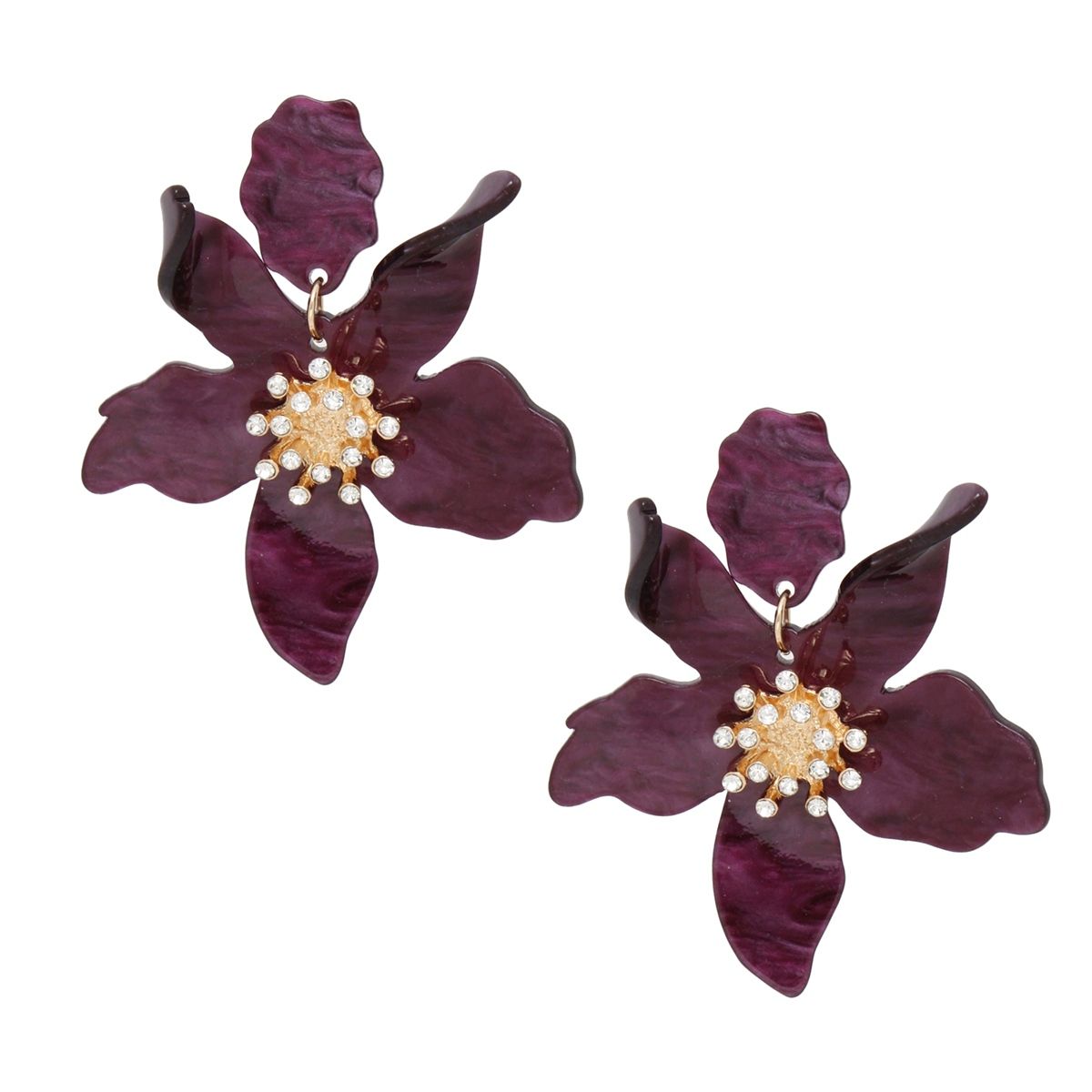 Drop Marbled Purple Botanical Chic Floral Earrings