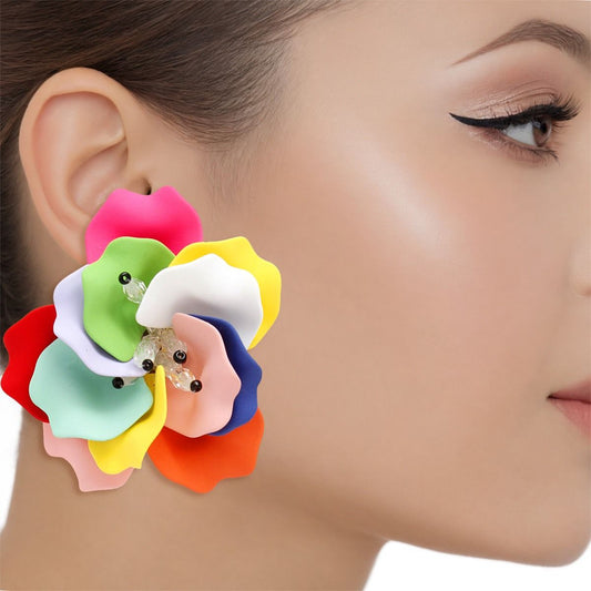 Studs Colorful Lifelike Petal Tropical Earrings