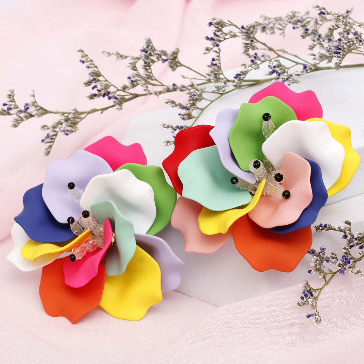 Studs Colorful Lifelike Petal Tropical Earrings