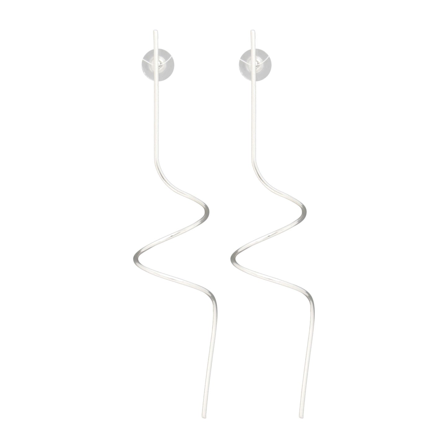 Studs Silver Thin Long Spiral Wire Earrings Women
