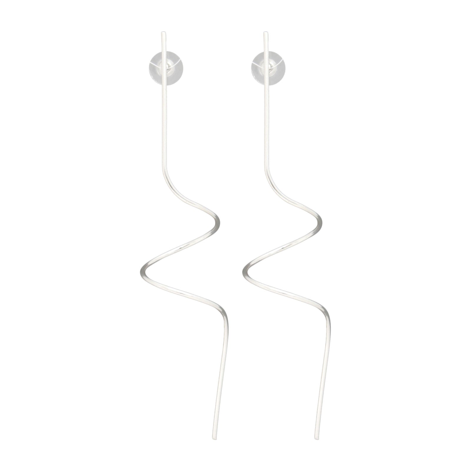 Studs Silver Thin Long Spiral Wire Earrings Women