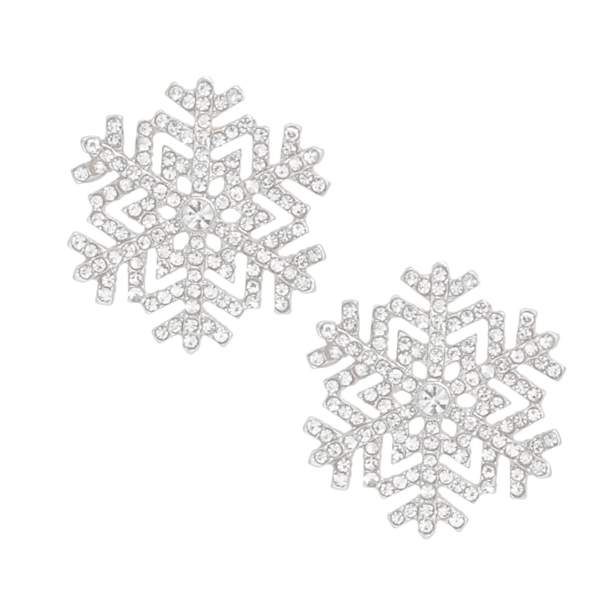 Stud Radiating Snowflake Silver Earrings for Women