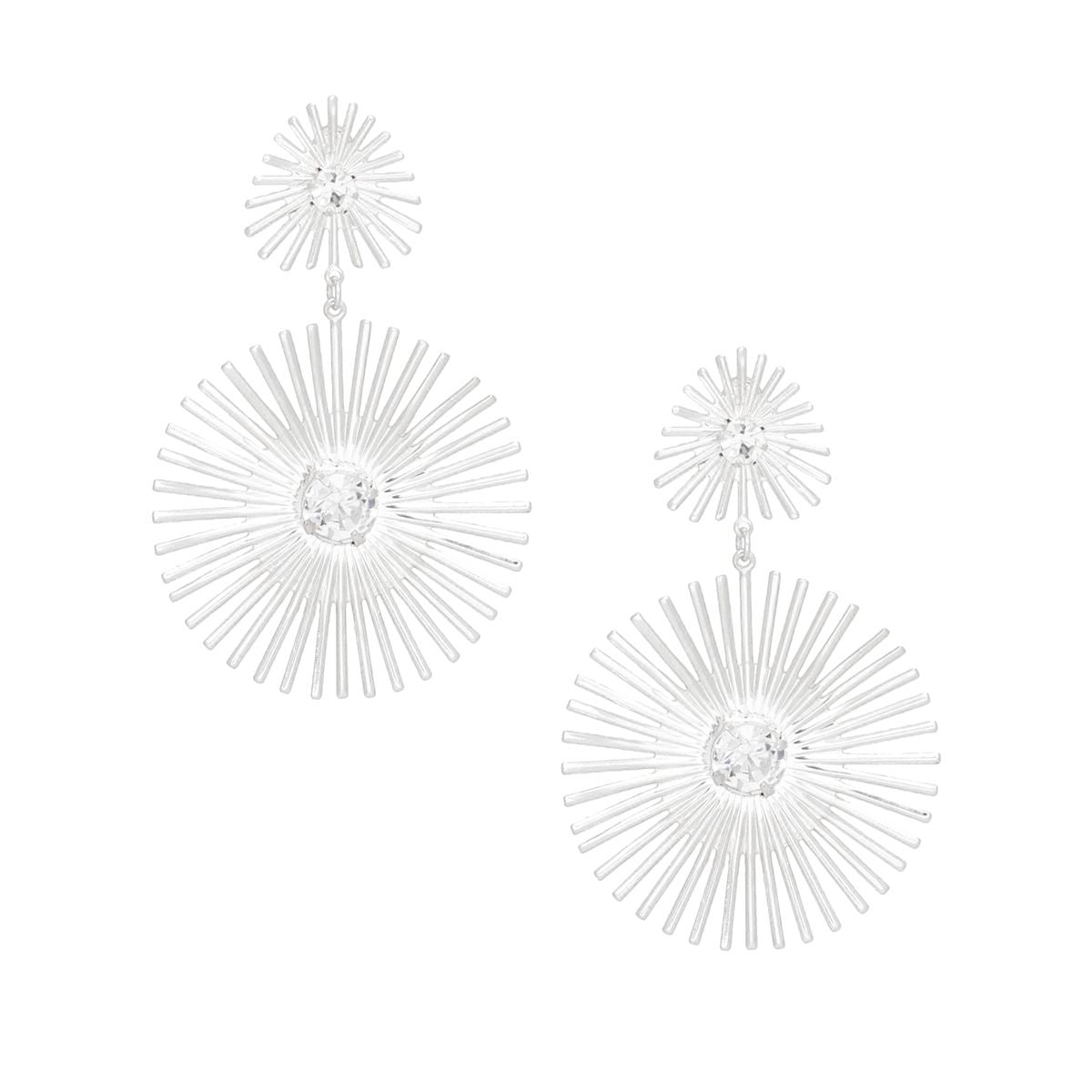 Drop Silver Rounded Spikes Earrings for Women