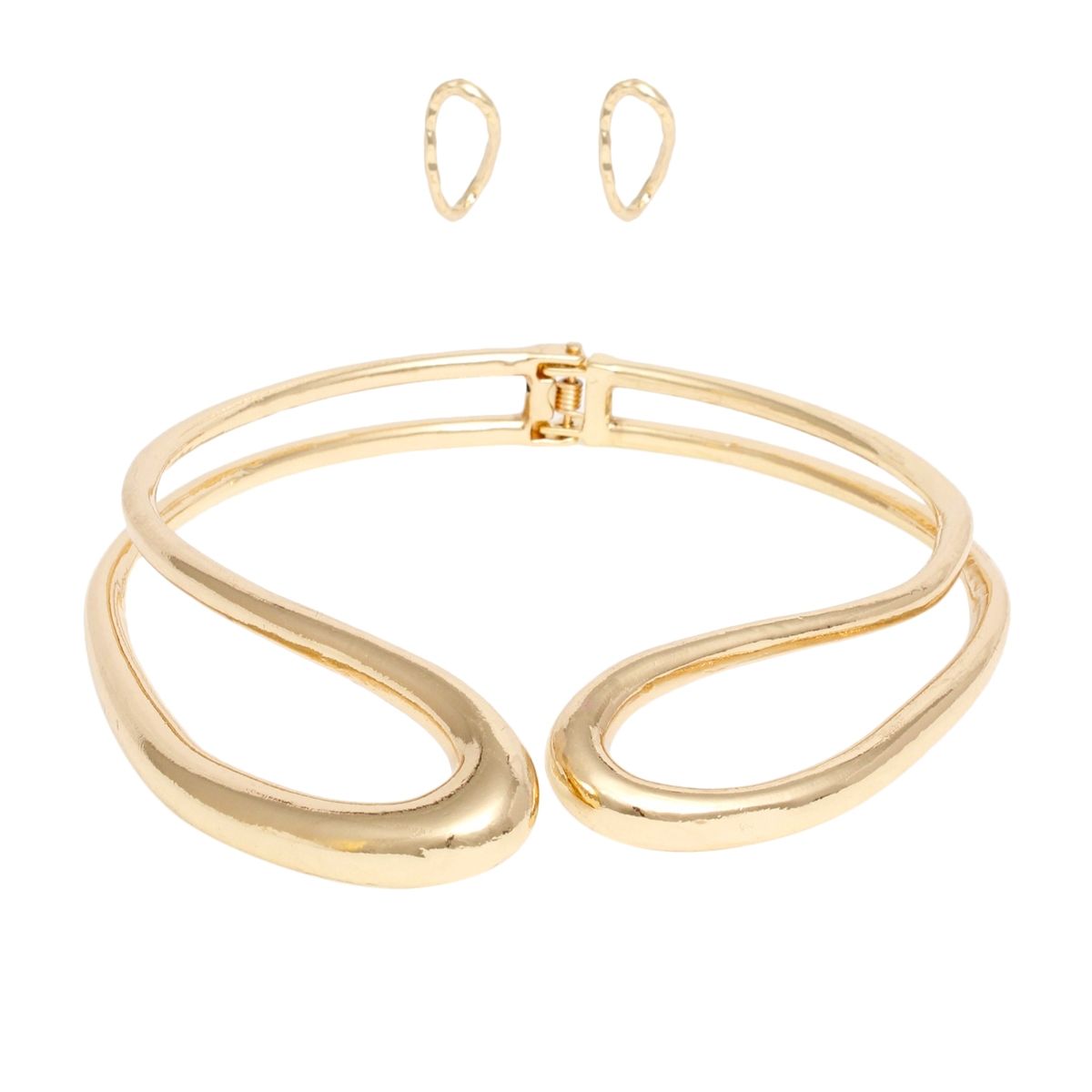 Choker Rigid Looped Gold Metal Hinge Collar