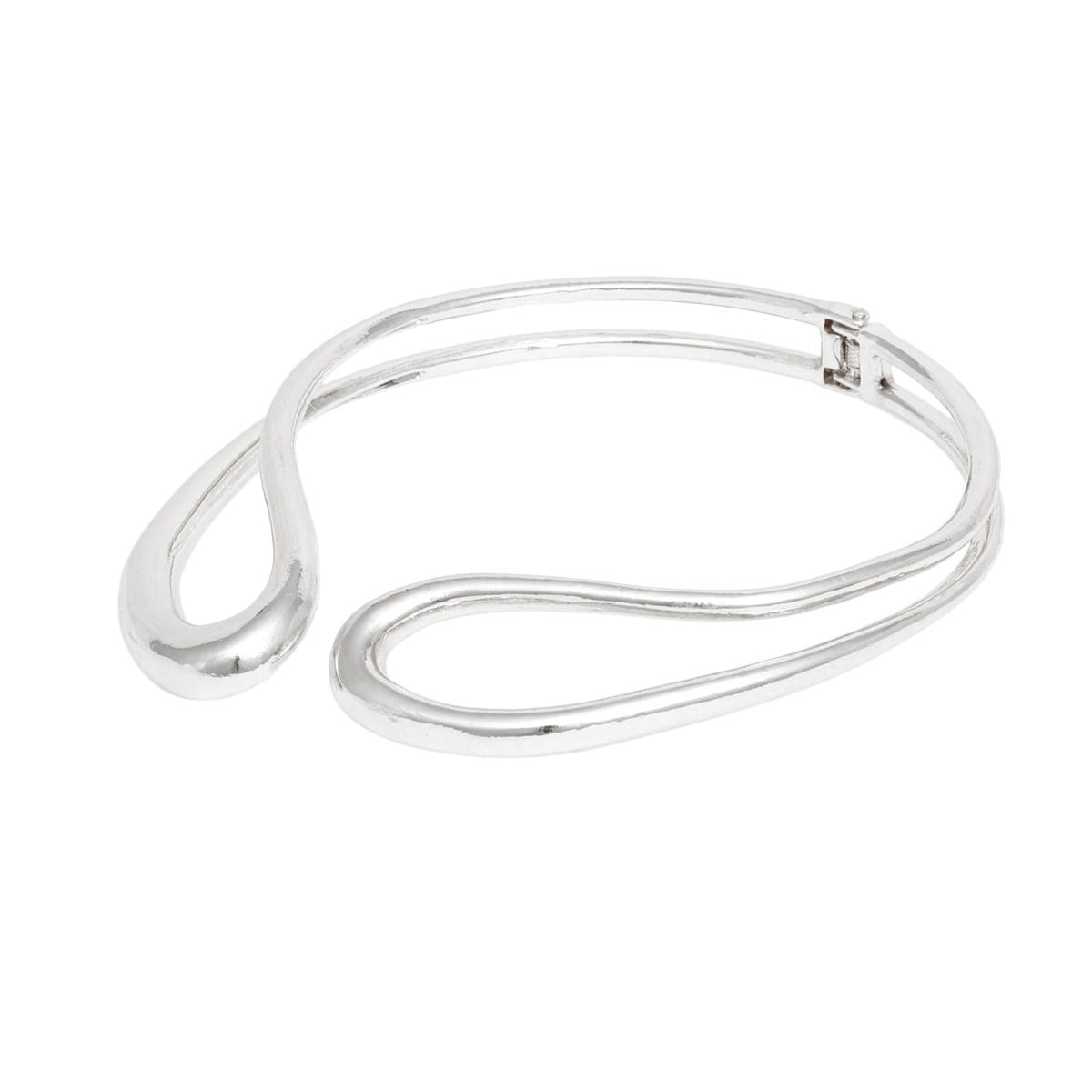 Choker Rigid Looped Silver Metal Hinge Collar