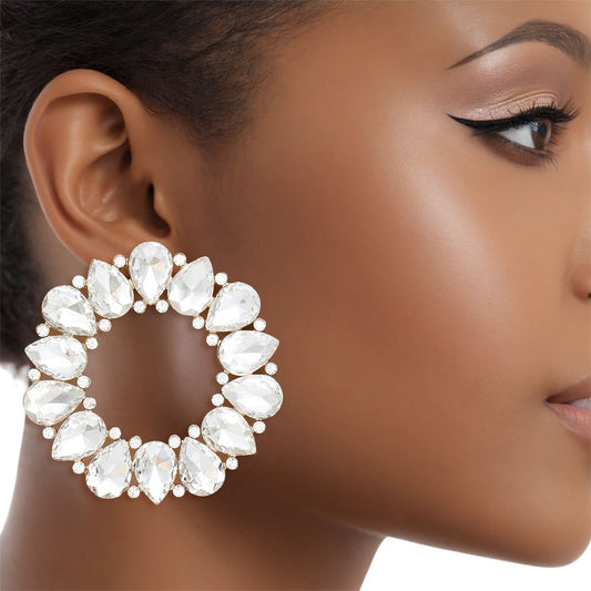 Studs Gold Dazzling Crystal Wreath Earrings Women